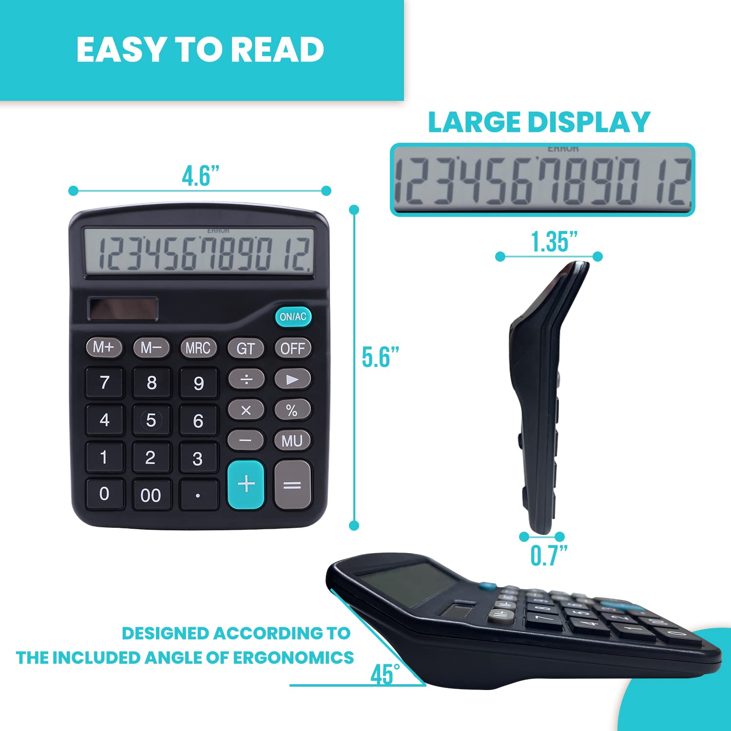 LICHAMP Desk Calculators with Big Buttons and Large Display, Office Desktop Calculator Basic 12 Digit with Solar Power and AA Battery (Included), 10 Bulk Pack