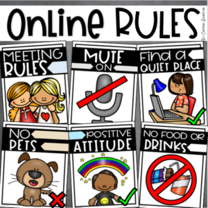 online meeting distance learning rules posters