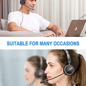 New bee USB Headset Computer Headset in-Line Call Controls Office Headset with Noise Cancelling Micphone Call Center Headset for Skype, Zoom, Laptop, Phone, PC, Tablet, Home with USB-C Adapter