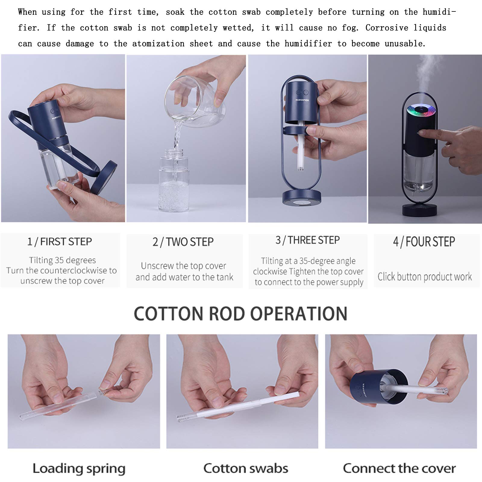 fuliying cool mist humidifier-portable mini humidifier with led lights,usb portable air humidifier Ultra-Quiet, Suitable for Babies, Kids, Indoor, Bedroom, Office, Car, Travel