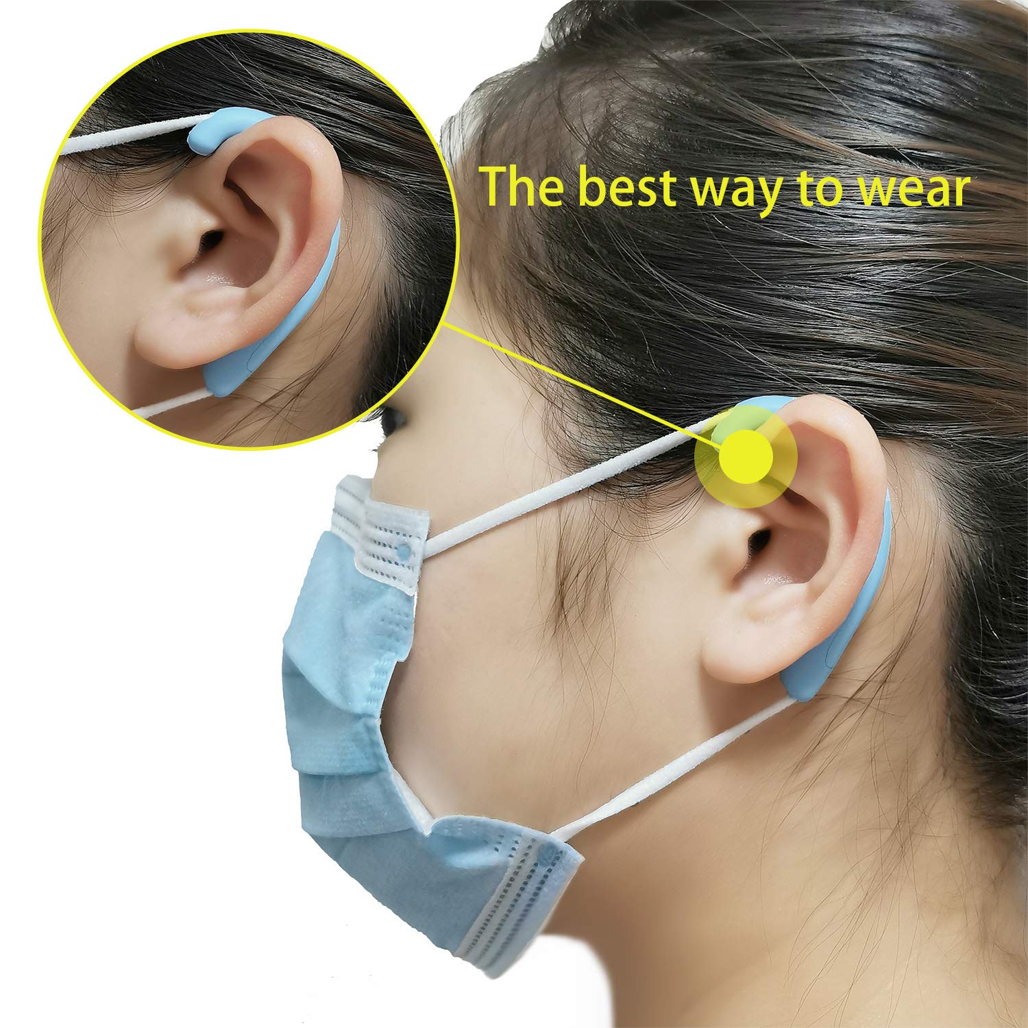 OKAICEN Soft Silicone Earloop Ear Protector Relieve Ear Discomfort Anti-Slip Silicone Earmuffs(Multiple Colour,5 Pairs)