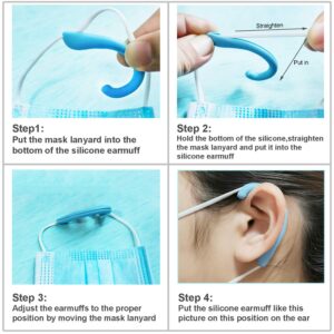 OKAICEN Soft Silicone Earloop Ear Protector Relieve Ear Discomfort Anti-Slip Silicone Earmuffs(Multiple Colour,5 Pairs)