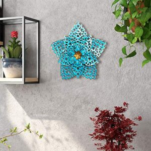 SQshun 11 Inch Large Metal Flower Wall Art Multiple Layer Home Decor for Outdoor Bedroom Living Room Office Garden