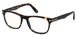 eyeglasses tom ford ft 5662 -b 056 shiny vintage havana/blue block lenses, 54-18-145