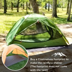 Clostnature Crux 1-Person Tent for Backpacking - Ultralight One Person Backpacking Tent, Hiking Tent for One Man, Solo, Single Person