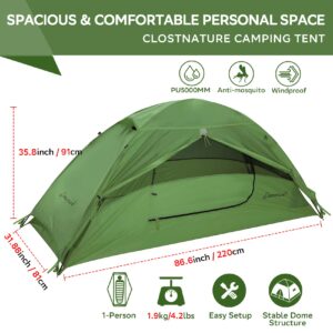 Clostnature Crux 1-Person Tent for Backpacking - Ultralight One Person Backpacking Tent, Hiking Tent for One Man, Solo, Single Person