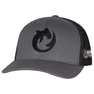 born of water circling hammerhead scuba diving trucker hat: mens adjustable snapback | fishing | spearfishing | freediving: charcoal/black