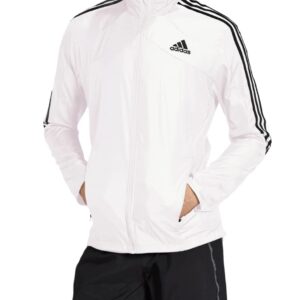 adidas Men's Marathon Jacket 3-Stripes, White/Black, Medium