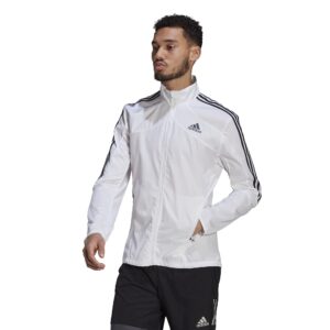 adidas Men's Marathon Jacket 3-Stripes, White/Black, Medium