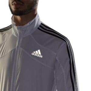 adidas Men's Marathon Jacket 3-Stripes, White/Black, Medium