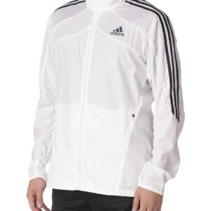 adidas Men's Marathon Jacket 3-Stripes, White/Black, Medium