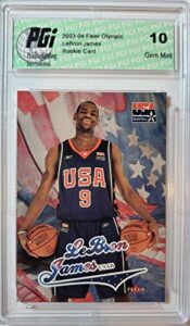 lebron james 2003-04 skybox/fleer team usa rookie card pgi 10 lakers - basketball slabbed rookie cards