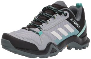adidas outdoor womens terrex ax3 hiking boot, halo silver/crystal white/acid mint, 8.5 us