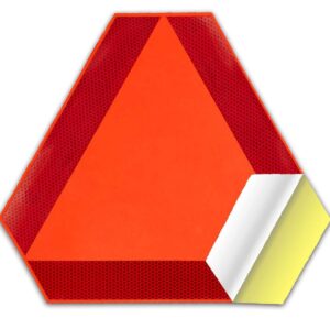 Sticky Slow Moving Vehicle Triangle Sign,Golf Cart Orange Triangle Signs,14"x16"Diamond Grade Reflective for Golf Cart