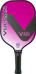 vulcan | v320 pickleball paddle | hybrid performance | polypropylene core - fiberglass surface | usap approved | pink wave