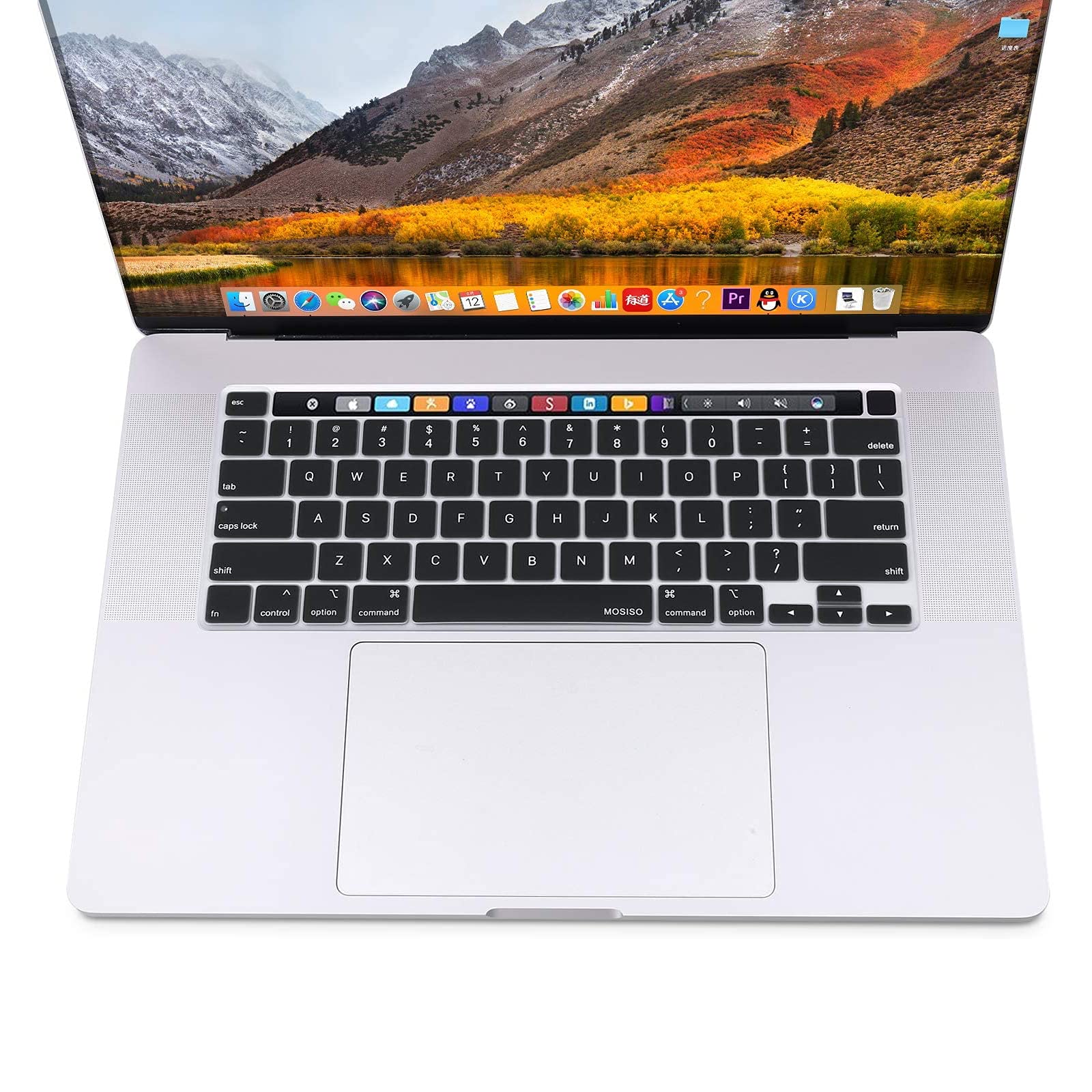 MOSISO Keyboard Cover Compatible with MacBook Pro 13 inch M2 2023, 2022, 2021 2020 M1 A2338 A2289 A2251&Compatible with MacBook Pro 16 2020 2019 A2141 Touch ID,Protective Silicone Skin, Black