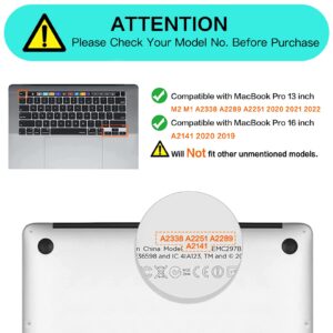 MOSISO Keyboard Cover Compatible with MacBook Pro 13 inch M2 2023, 2022, 2021 2020 M1 A2338 A2289 A2251&Compatible with MacBook Pro 16 2020 2019 A2141 Touch ID,Protective Silicone Skin, Black