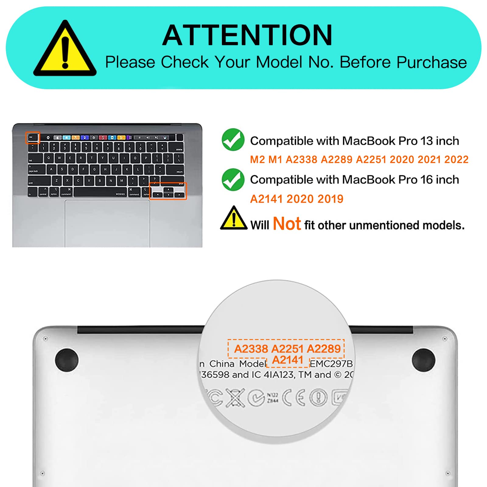 MOSISO Keyboard Cover Compatible with MacBook Pro 13 inch M2 2023, 2022, 2021 2020 M1 A2338 A2289 A2251&Compatible with MacBook Pro 16 2020 2019 A2141 Touch ID,Protective Silicone Skin, Black