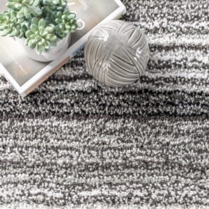 nuLOOM Drey Striped Shag Area Rug - 6 Round Shag Area Rug Casual Gray Multi/Brown Rugs for Living Room Bedroom Dining Room Nursery