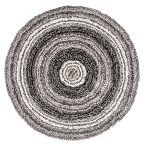 nuLOOM Drey Striped Shag Area Rug - 6 Round Shag Area Rug Casual Gray Multi/Brown Rugs for Living Room Bedroom Dining Room Nursery