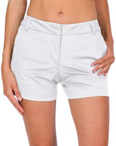 three sixty six womens golf shorts 4 ½ inch inseam - quick dry active shorts with pockets, athletic and breathable ice white