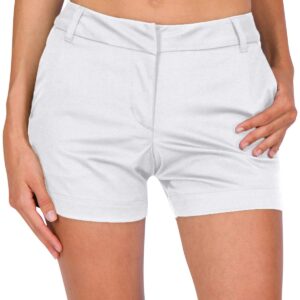 Three Sixty Six Womens Golf Shorts 4 ½ Inch Inseam - Quick Dry Active Shorts with Pockets, Athletic and Breathable Ice White