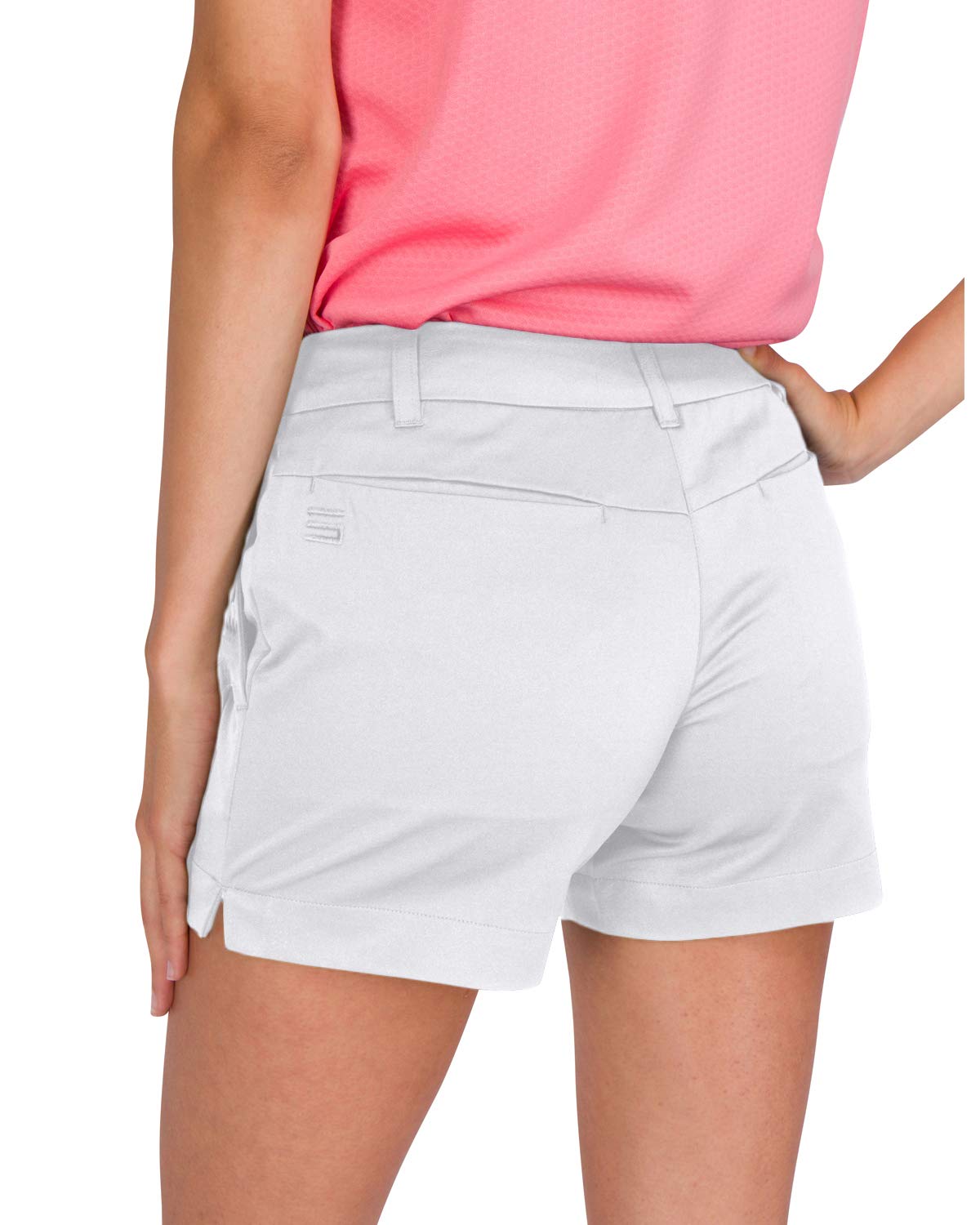 Three Sixty Six Womens Golf Shorts 4 ½ Inch Inseam - Quick Dry Active Shorts with Pockets, Athletic and Breathable Ice White