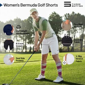 Three Sixty Six Womens Bermuda Golf Shorts 8 ½ Inch Inseam - Quick Dry Active Shorts with Pockets, Athletic and Breathable Silver Grey