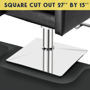 OmySalon 1/2'' Thick Anti Fatigue Mat for Hairstylist Standing, 3'x5' Barber Floor Matt with Square Cut Out for Salon Styling Chair, Hair Cutting Hairdressing Equipment