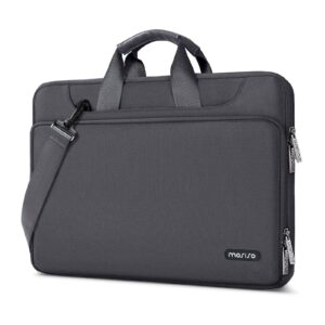 mosiso 360 protective laptop shoulder bag compatible with macbook air 15 inch m2 a2941 2023/pro 16 inch m3 m2 m1 2023-2019, 15-15.6 inch notebook,matching color sleeve with belt, slate gray