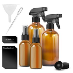 Glass Spray Bottles Amber Suitable for Cleaning Solutions or Essential Oils Heavy Duty