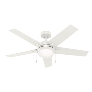 hunter bartlett indoor ceiling fan with led light and pull chain control, 52", fresh white