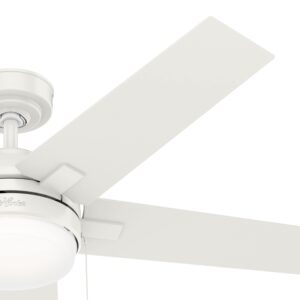 Hunter Bartlett Indoor Ceiling Fan with LED Light and Pull Chain Control, 52", Fresh White