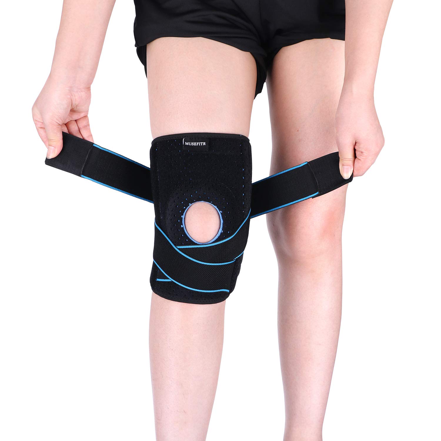 Knee Brace with Side Stabilizers-Patella Knee Brace for Meniscus Tear, Arthritis, Knee Pain-Neoprene Knee Support Wrap for Sports, Weightlifting, Workout, Fitness, Running-Men or Women-Medium