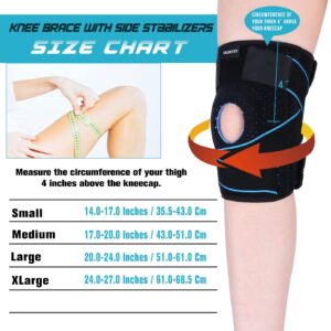 Knee Brace with Side Stabilizers-Patella Knee Brace for Meniscus Tear, Arthritis, Knee Pain-Neoprene Knee Support Wrap for Sports, Weightlifting, Workout, Fitness, Running-Men or Women-Medium