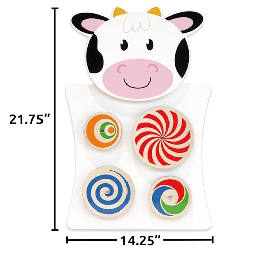 SPARK & WOW - 50677 Cow Activity Wall Panel - 18m+ - Toddler Activity Center - Wall-Mounted Toy - Busy Board Decor for Bedrooms, Daycares and Play Areas