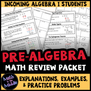 pre-algebra math review packet - summer math packet for students entering algebra i