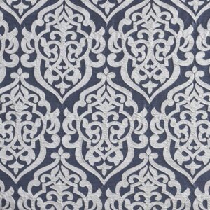 Madison Park Odette Fabric Shower Curtain Luxe Textured Jacquard, Damask Medallion Machine Washable Modern Home Bathroom Decor, Bathtub Privacy Screen, 72" x 72", Navy/Silver