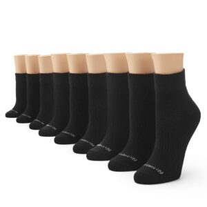 No nonsense womens Soft & Breathable Cushioned Quarter Top Running Socks, Black - 9 Pair Pack, 4 10 US