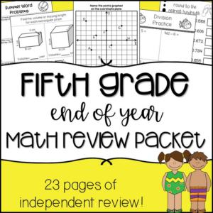 fifth grade math review packet