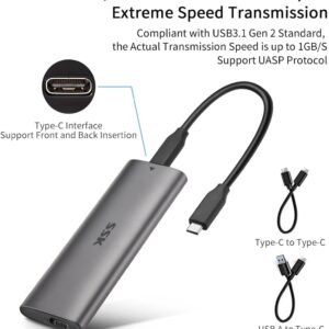 SSK Aluminum M.2 to USB NVMe SATA SSD Enclosure Reader, Tool-Free USB 3.2 Gen 2 10Gbps NVMe PCI-E 6Gbps SATA M-Key / B+M Key Solid State Drive External Adapter With UASP Trim, for SSDs 2242 2260 2280