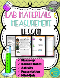 lab materials & measurement lesson- science interactive notebook