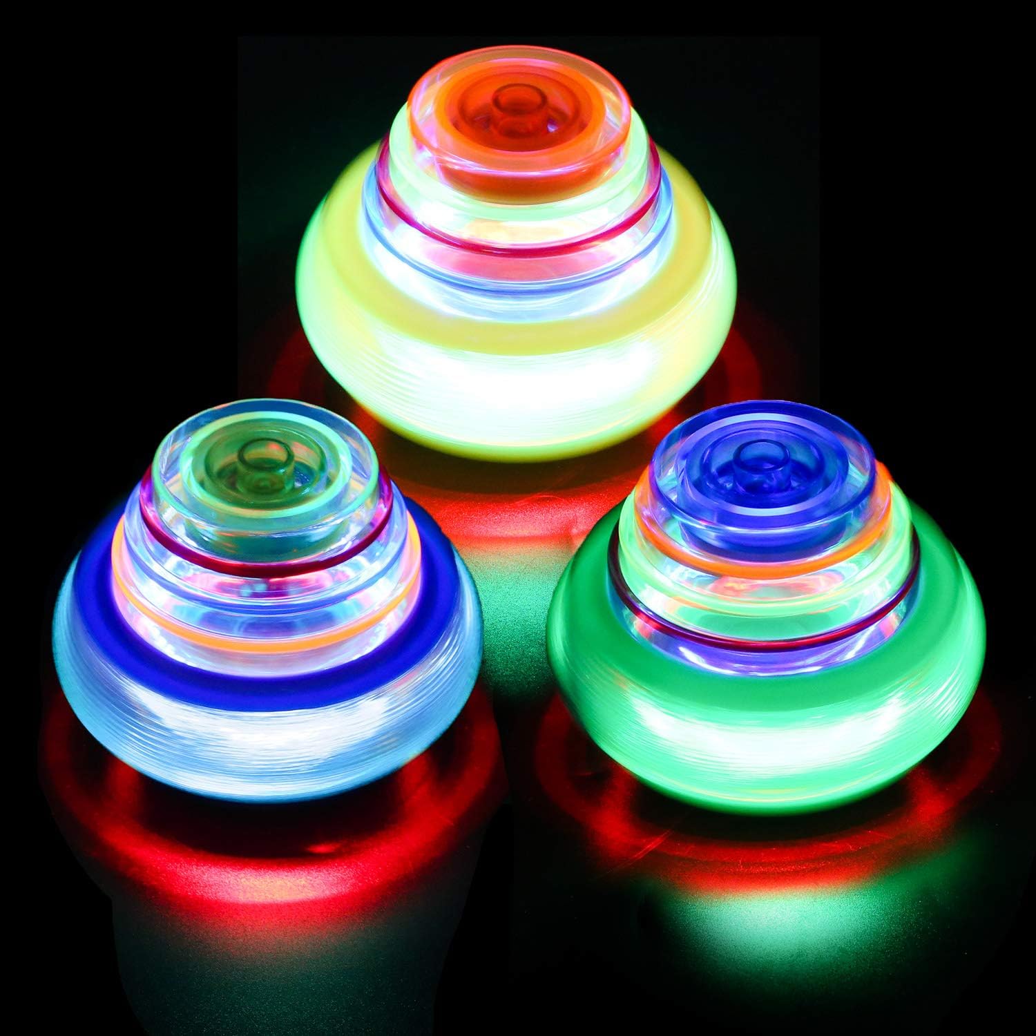 PROLOSO 12 Pack Led Spinning Tops Peg Top Light Up Music Spin Toys Glow in The Dark Party Supplies Gift Multicolored