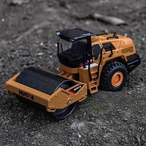 Gemini&Genius Rigid Road Roller Heavy Duty Steamroller Construction Site Vehicle Toys 1:60 Scale Diecast Site Grader Collectible Alloy Model Engineering Toys for Kids and Decoration for House