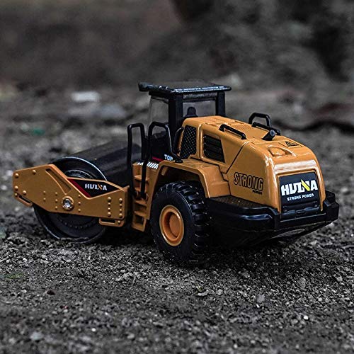 Gemini&Genius Rigid Road Roller Heavy Duty Steamroller Construction Site Vehicle Toys 1:60 Scale Diecast Site Grader Collectible Alloy Model Engineering Toys for Kids and Decoration for House