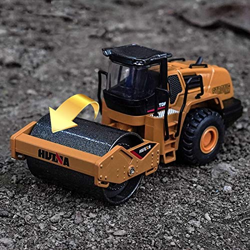 Gemini&Genius Rigid Road Roller Heavy Duty Steamroller Construction Site Vehicle Toys 1:60 Scale Diecast Site Grader Collectible Alloy Model Engineering Toys for Kids and Decoration for House