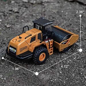 Gemini&Genius Rigid Road Roller Heavy Duty Steamroller Construction Site Vehicle Toys 1:60 Scale Diecast Site Grader Collectible Alloy Model Engineering Toys for Kids and Decoration for House