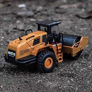 Gemini&Genius Rigid Road Roller Heavy Duty Steamroller Construction Site Vehicle Toys 1:60 Scale Diecast Site Grader Collectible Alloy Model Engineering Toys for Kids and Decoration for House