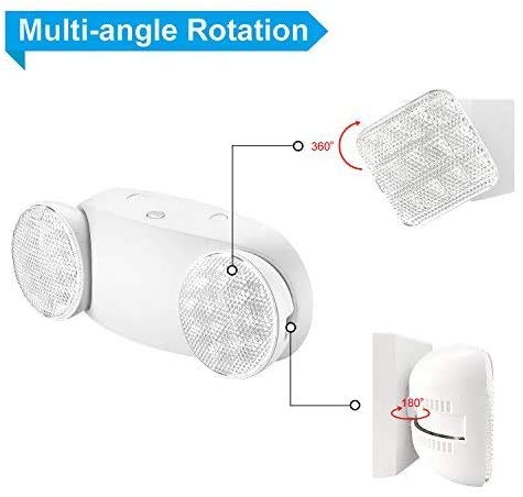 EXITLUX 2 Pack White LED Emergency Lights with Battery Backup, Two Head Adjustable Emergency Lighting Fixtures-Fireproof Materials-Emergency Lighting Fixture/Emergency Light Home.