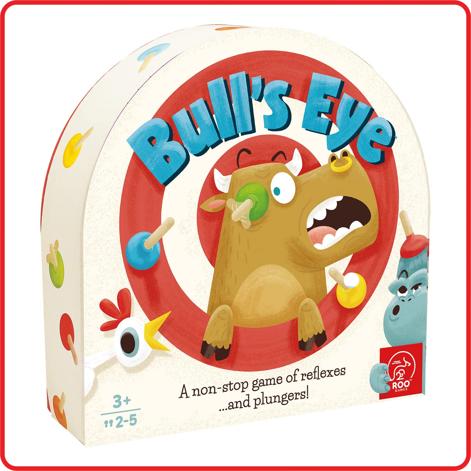 ROO GAMES Bull’s Eye - Fast-Paced Animal Matching Game - for Ages 3+ - Flip A Card, Plunge The Match and Win!